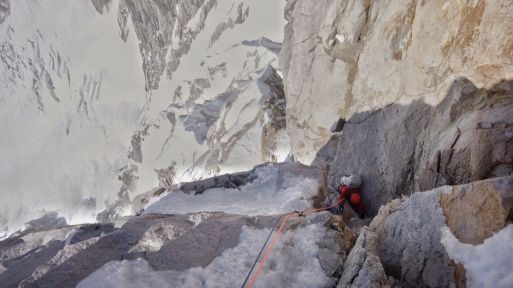 CelenoPeak16 - Chris Wright seconding an M6 Chimney on Day 1 (Photo by Graham Zimmerman)