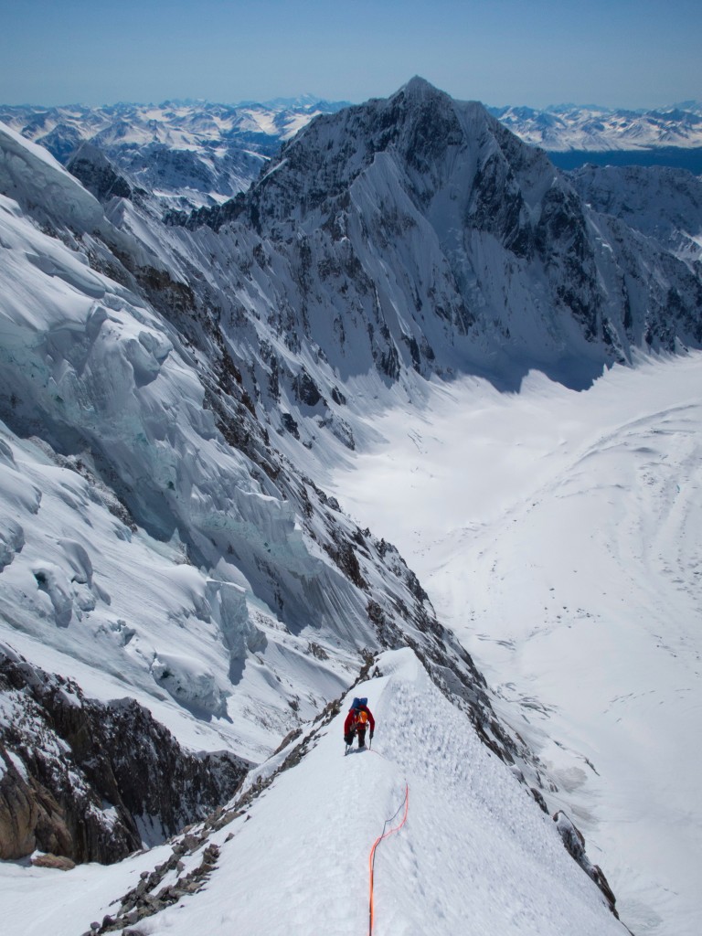 CelenoPeak16 - Graham Zimmerman Ascending a snow arete on the 1st day of climbing (Photo by Chris Wright)